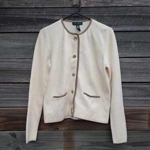 Lauren Ralph Lauren Cream Sweater Petite Medium
